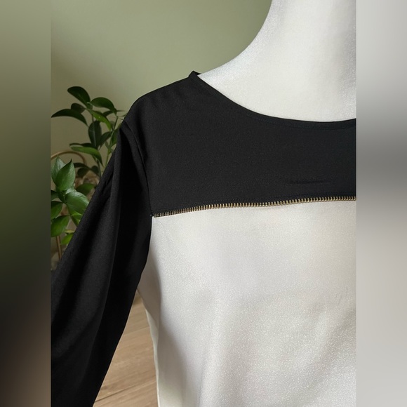 CALVIN KLEIN Black & White Colorblock Business Casual 3/4 Long Adjustable Sleeve - Picture 4 of 16
